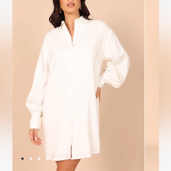 Petal and Pup Mia Long Sleeve Shirt Dress - White - Picture 1 of 14